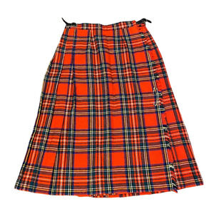 Vtg LAIRD PORTCH of SCOTLAND Red Tartan Plaid Wrap Kilt skirt 100% Wool Skirt 26
